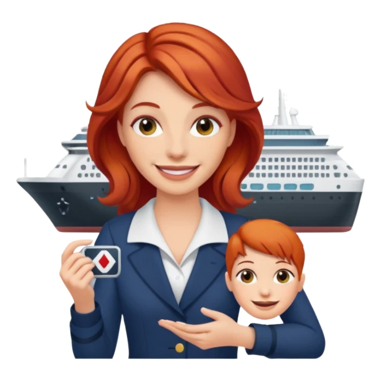 cruise emoji with a red headed woman sticker