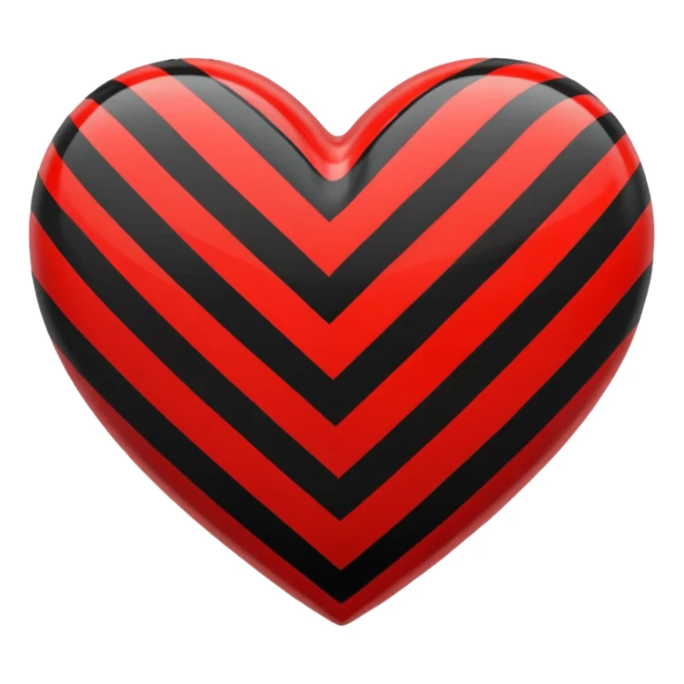 Red and black stripes heart sticker
