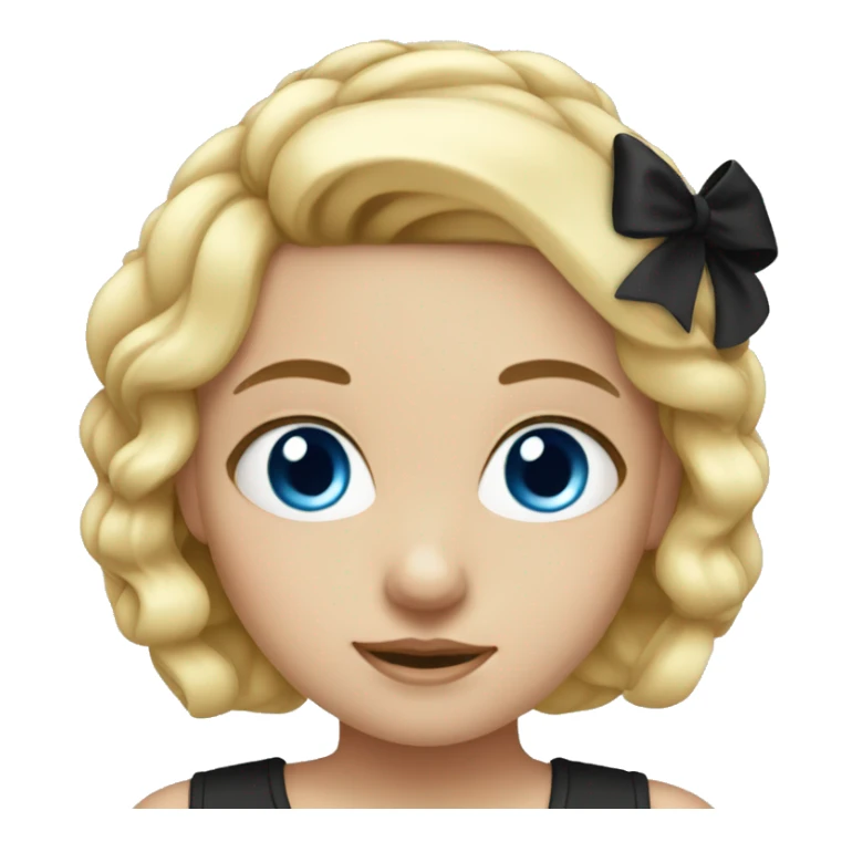 Blonde girl with blue eyes and black bows on her head sticker