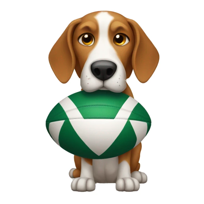 hound holding rugby ball  sticker