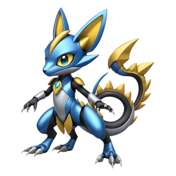 Modern Futuristic Cyber-Meloetta-Greymon-Greninja-Zeraora-Pokémon-Digimon-Fakémon-fusion-hybrid-creature sticker