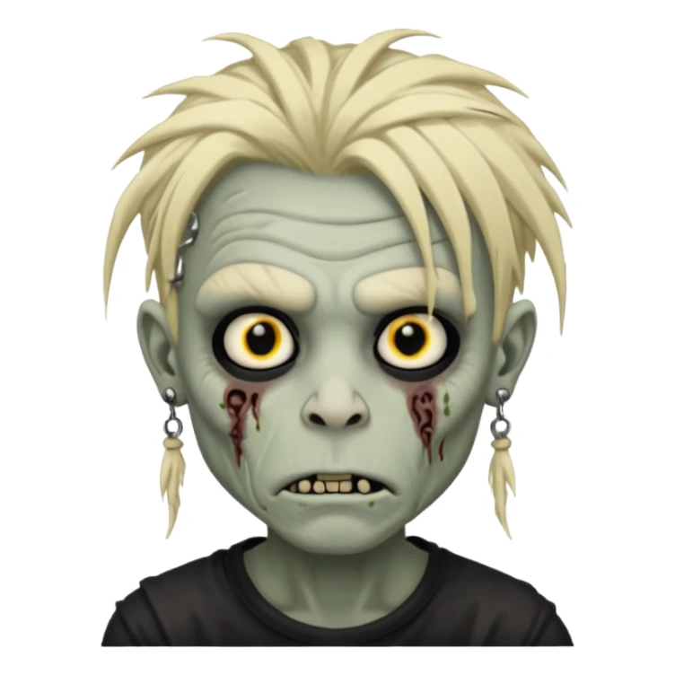 Grey pale skinned zombie boy with wrinkled skin and blond dreadlocks. Nose and ear piercings. Emo. sticker