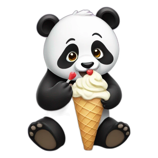 Panda eating ice cream sticker