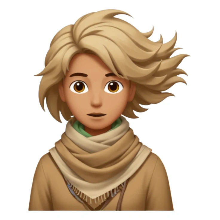 person living in desert just face, hair showing, eccentric  sticker