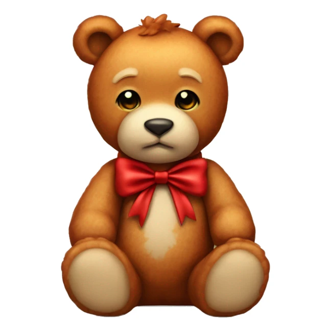  ginger teddy bear red bow on neck full body  sticker