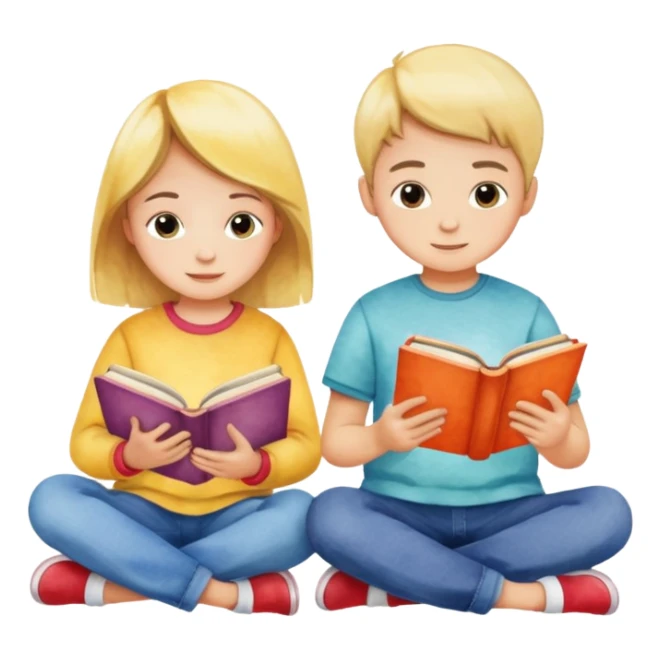 watercolor books and children  sticker