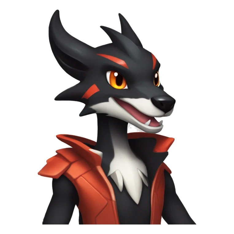 Black Cool Edgy Anthro Noivern-Nargacuga-Houndoom-Charizard Fakémon  with White and Red Edgy markings sticker