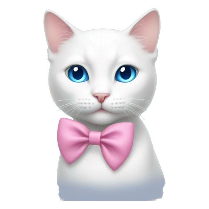 white cat with a pink bow and blue eyes sticker