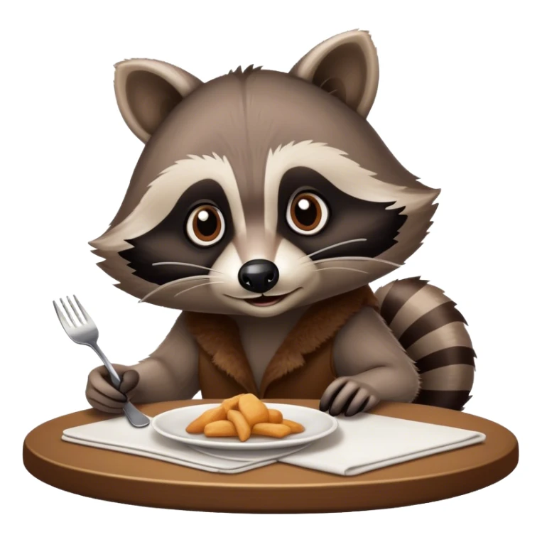 Sneaky raccoon that works at a restaurant and clears tables  sticker