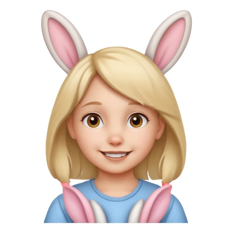 kid girl with bunny ears sticker