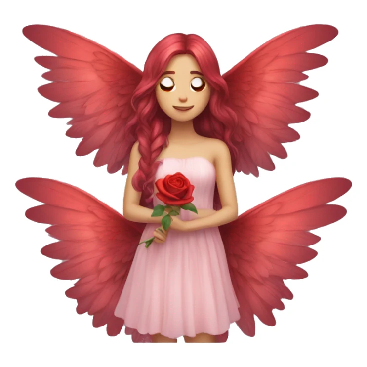 big wings, rose, Beautiful, fairy, red, long hair sticker