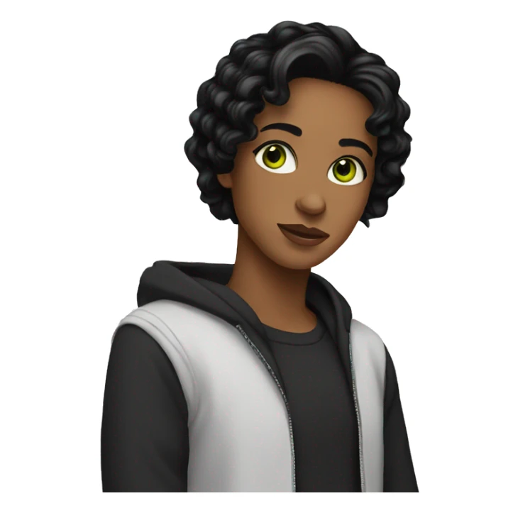 Tia Green eyes black Hair sticker