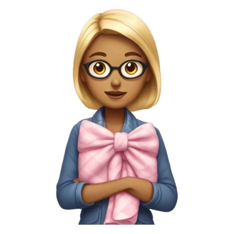 A preppy woman with a pink bow with a blanket on her lap  sticker