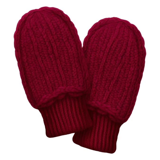 Knitted burgundy pair of mitten sticker