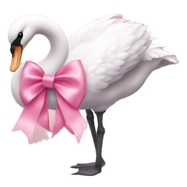Pink swan with bow on neck sticker