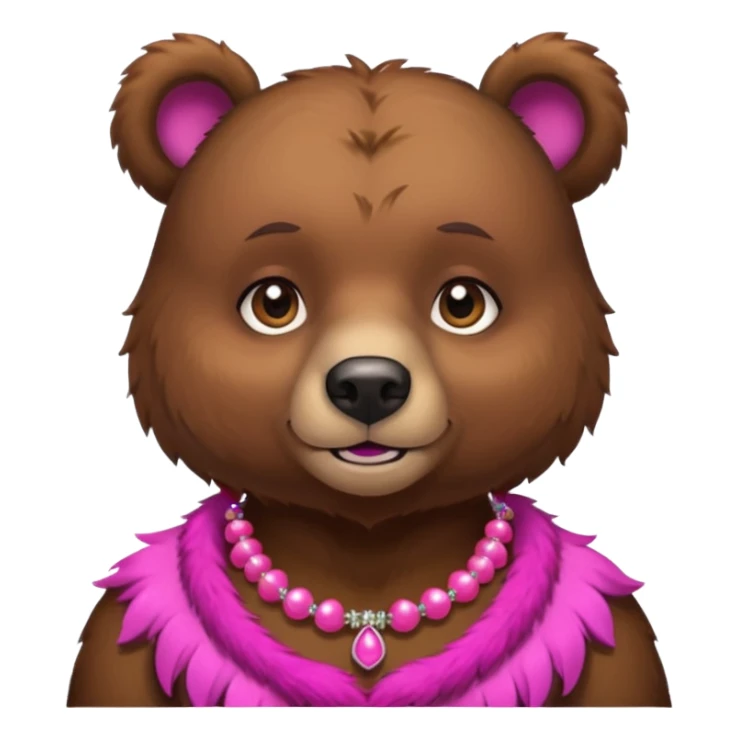 bear with pink necklace and earings sticker