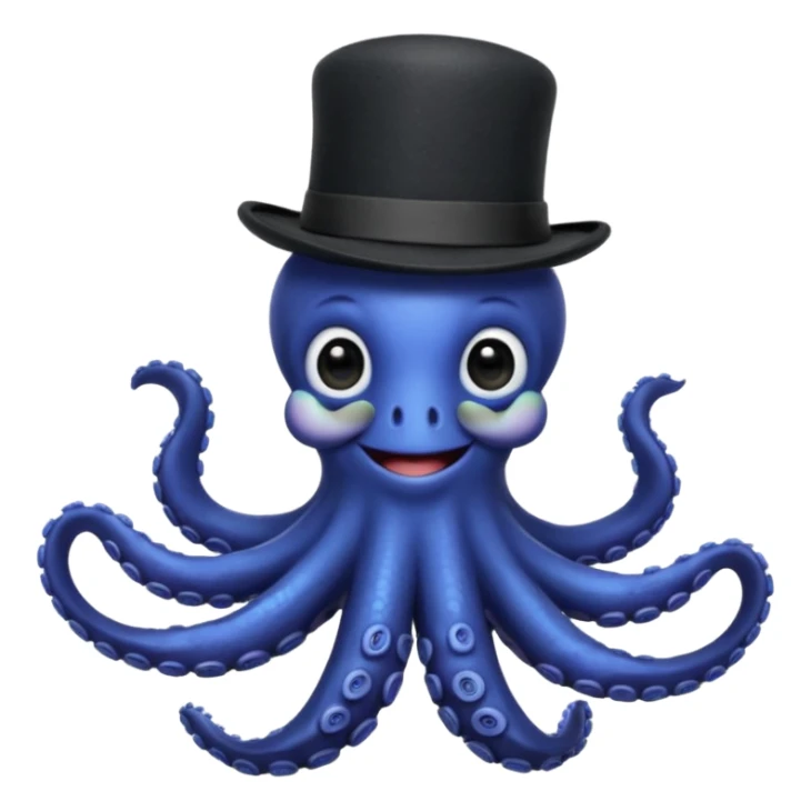Henry the Octopus from the Wiggles with black hat and bow tie, indigo skin sticker