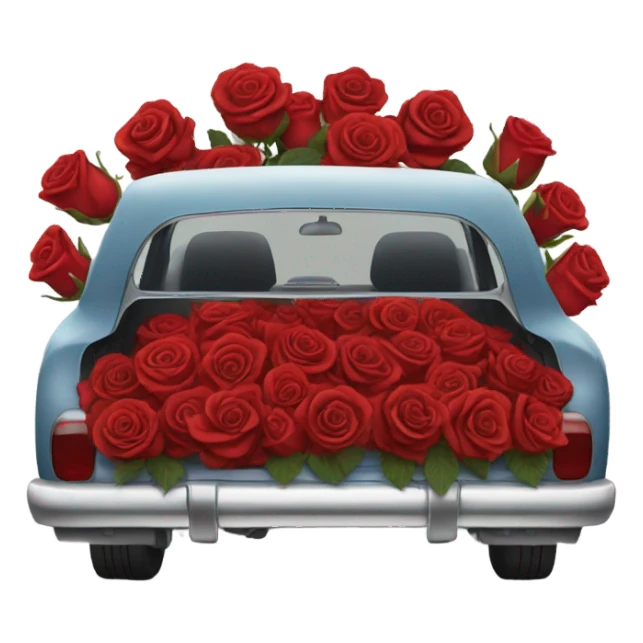 biegie  car in the trunk many roses red sticker
