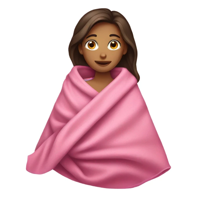 Brunette girl folded in pink blanket sticker