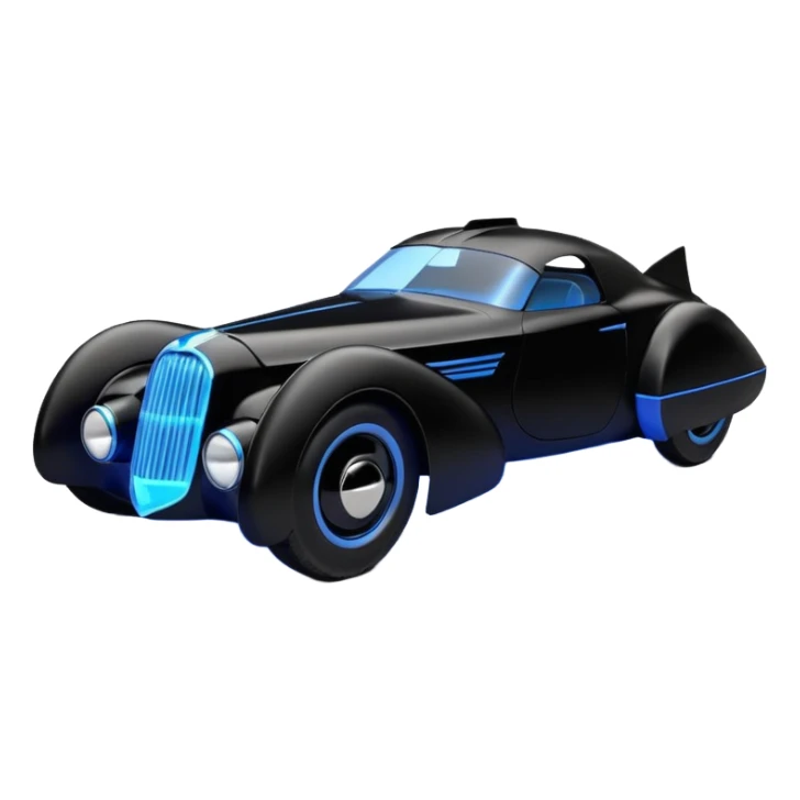  the animated series aerodynamic futuristic Batmobile loosely based on 1936 cord 812 (flat long straight faceted mechanical body) stealthy street rod  sticker