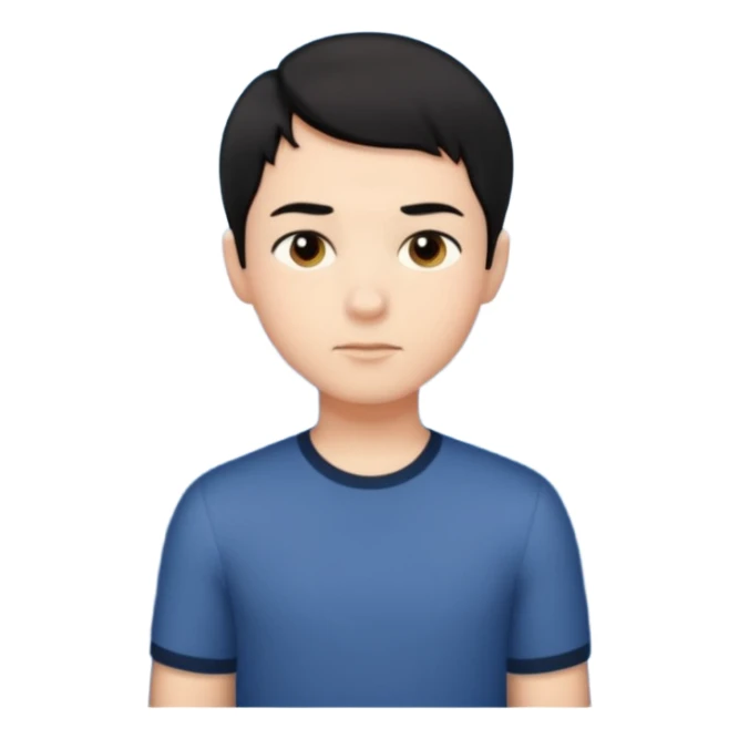 An Emoji of boy with short black hair, who can be described by three words: perfectionist, air, ocean sticker