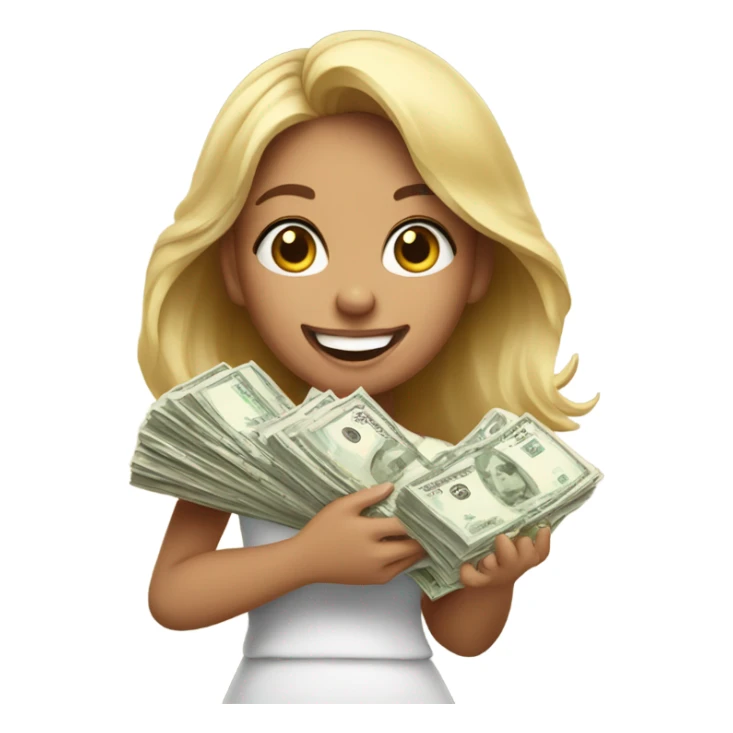Cute girl with lots on money sticker