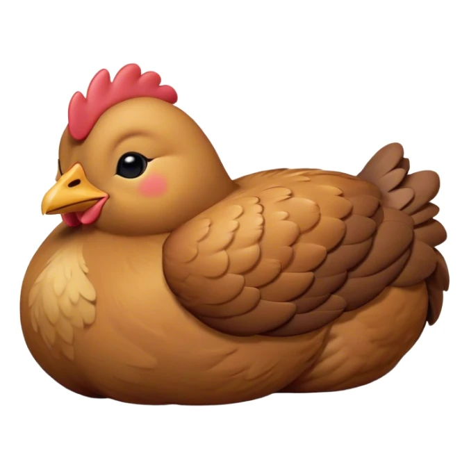 Meme-Worthy Cute Sleeping Brown Chicken Portrait Emoji, Head resting peacefully with a contented smile, showcasing a delightfully compact build and a luxuriously soft brown plumage, eyes shut in a serene, restful nap, Simplified yet hilariously adorable features, highly detailed, glowing with a soft, drowsy light, high shine, relaxed and utterly lovable, stylized with an air of playful laziness, bright and heartwarming, soft glowing outline, capturing the essence of a comically sleepy chicken, so meme-worthy it feels like it could instantly become the next viral sensation of adorable slumber! sticker
