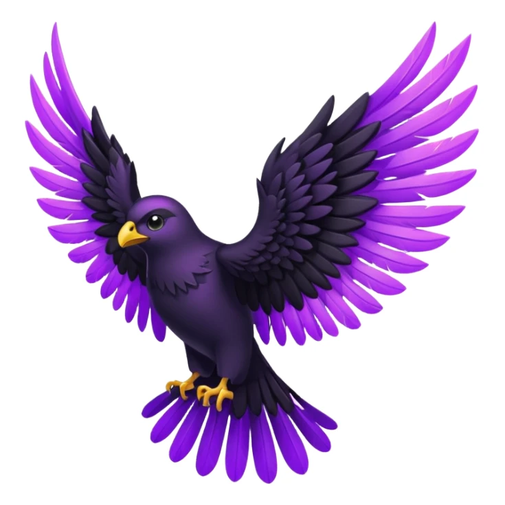 black wings with purple glow, wings only sticker