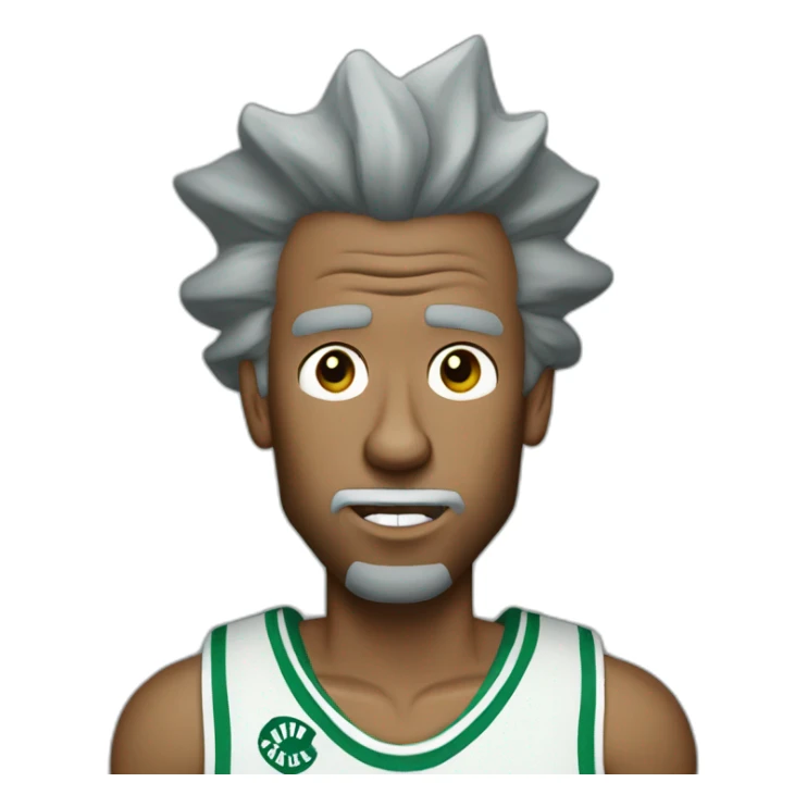 rick sanchez wearing green boston celtics jerssey sticker