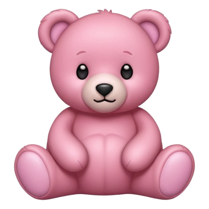 pink teddy bear, sitting and cuddly, apple style emoji sticker