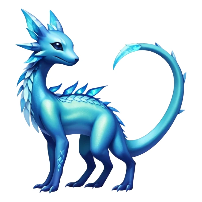 Colorful Iridescent Exotic Salandit-Aurorus-Glaceon-Fakémon-hybrid-creature (full body)  sticker