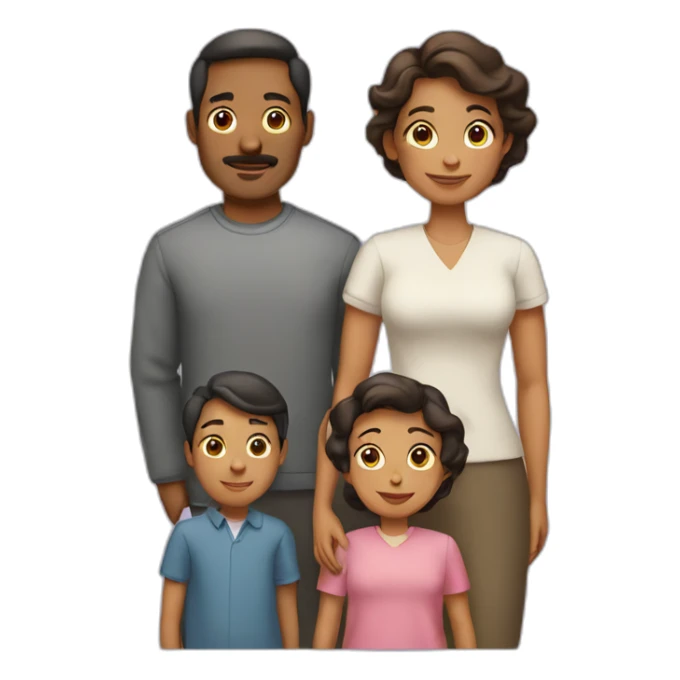 Family with 4, father, mother, Big boy, small girl sticker