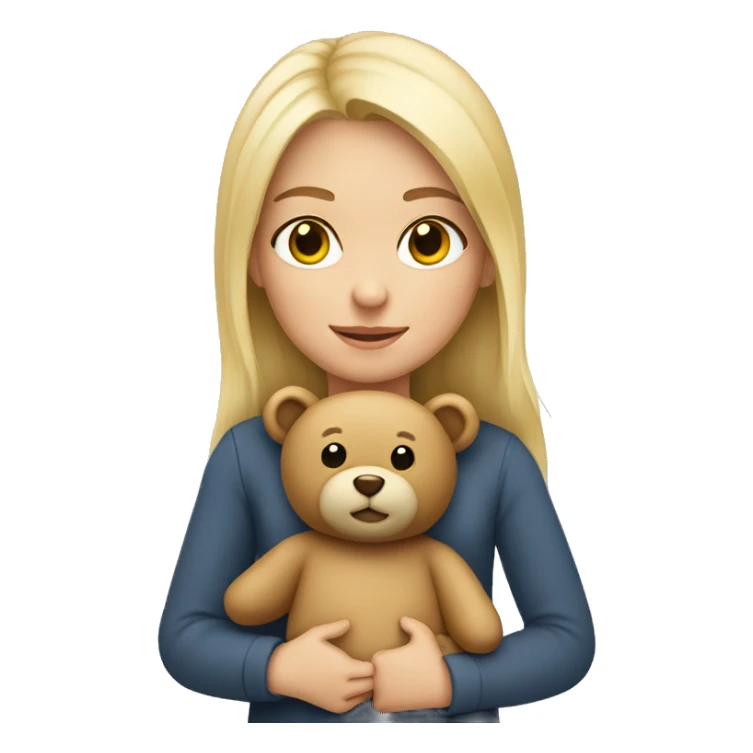 Blonde girl holding a teddy bear sticker