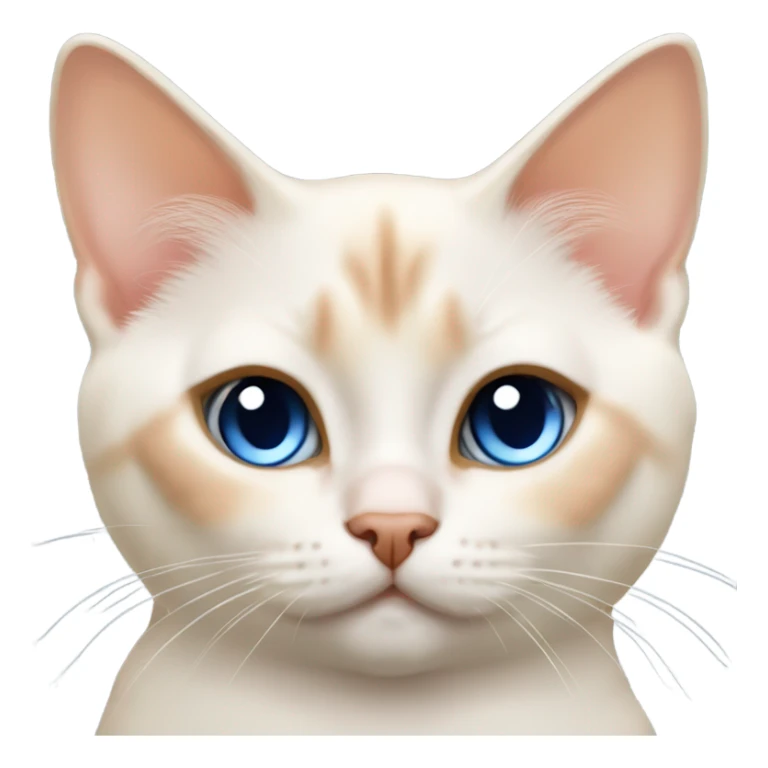 chubby flame point Siamese, white fur with orange accents and blue eyes  sticker