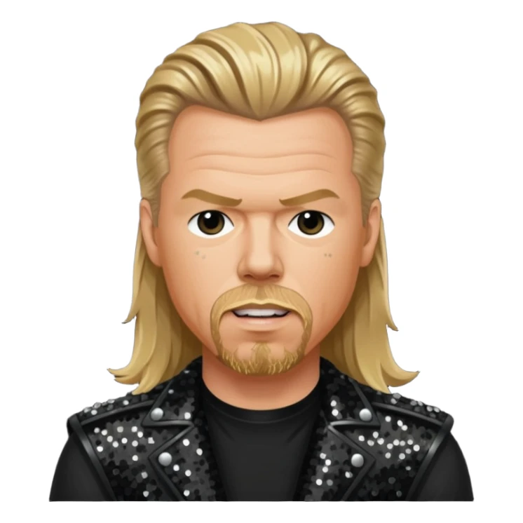 James Hetfield with long dark blonde hair, black sequin outfit  sticker