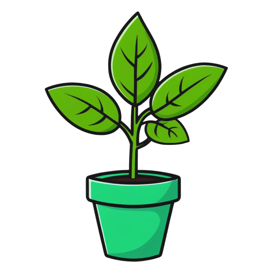 Fresh basil plant with green leaves sticker