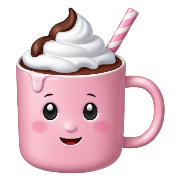 Marshmallow pink hot chocolate no face sticker