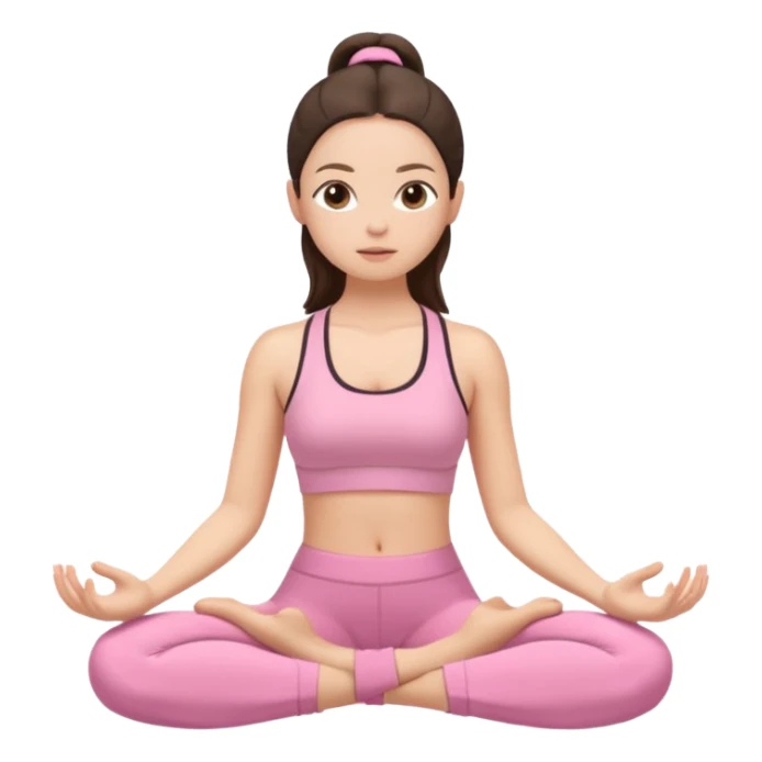 white brunette girl in light pink workout clothes meditating sticker