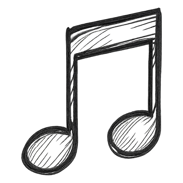 hand drawn outlined icon of a pink music note, no fill sticker