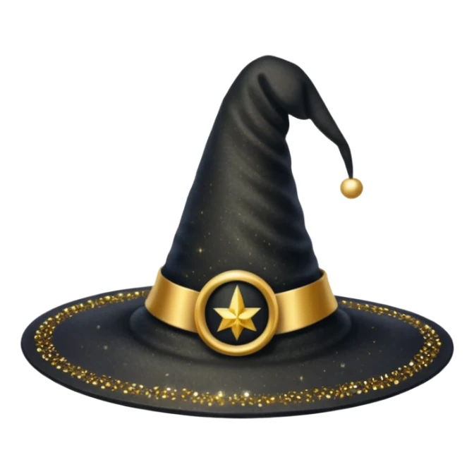 Glitter Black Hat of Witch Copas Symbol of Card sticker