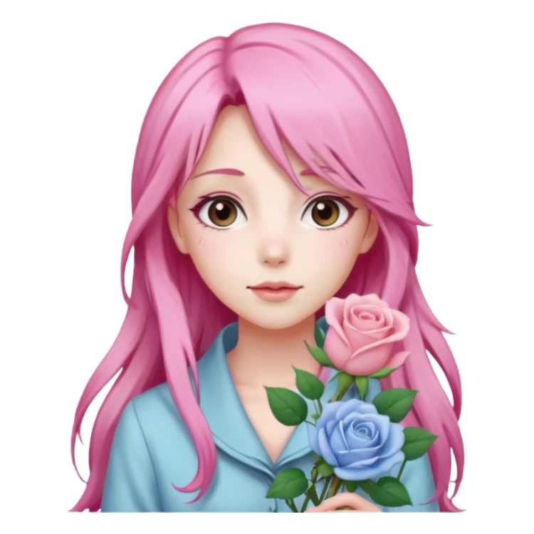 Gorgeous pastel pink anime lady roses sticker