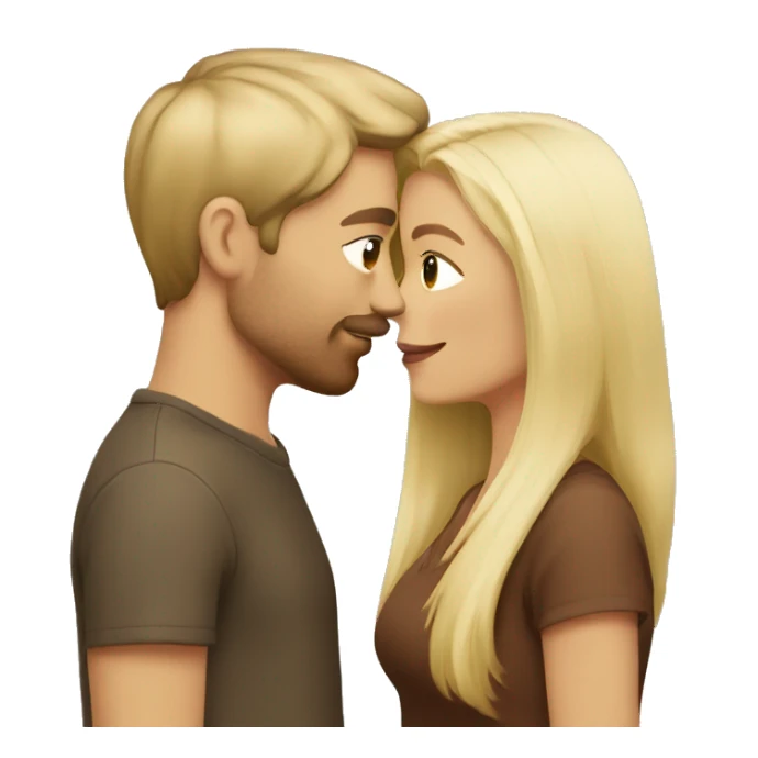 blonde woman and guy with brown hair kissing sticker