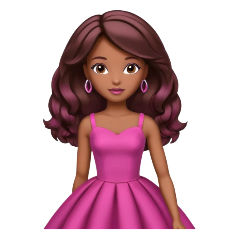 black barbie with brown hair with burgundy highlights  sticker