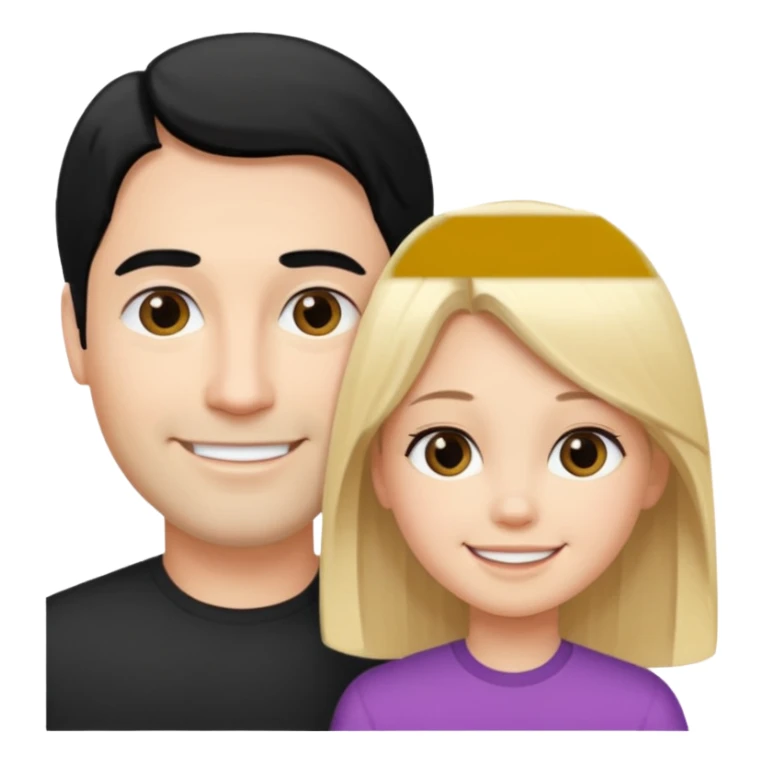 make a father and a daughter. both fair skinned. the daughter blonde, the father black haired. both straight haired. they are happy. sticker