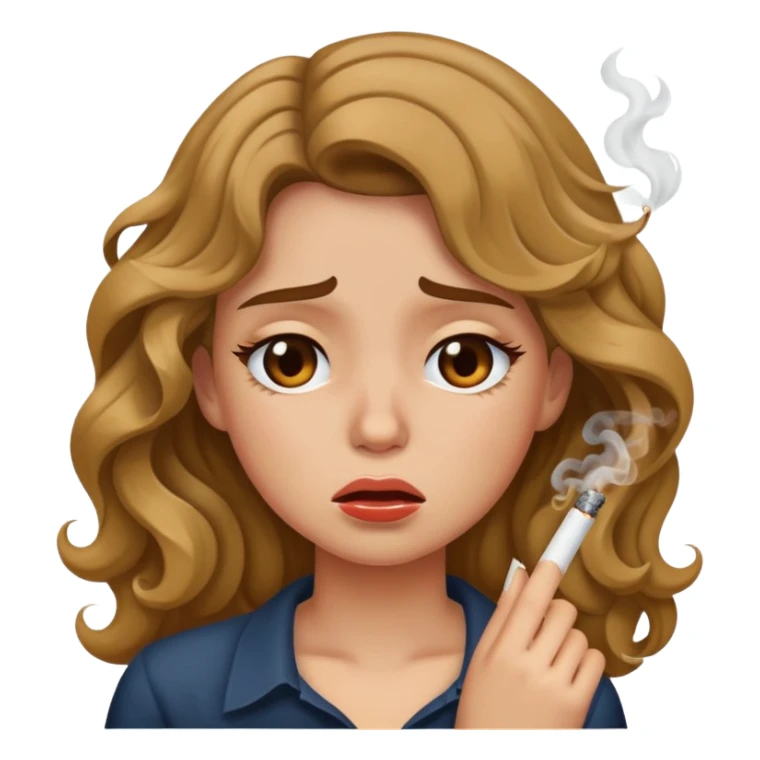 A girl with wavy hair who is smoking and crying sticker