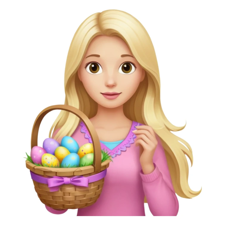 Easter blonde long hair woman with a pink basket with eggs on it sticker