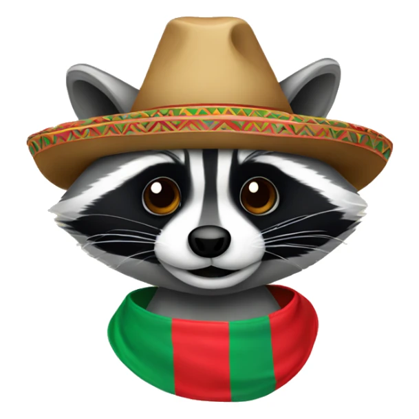 Raccoon with a Mexican hat on sticker