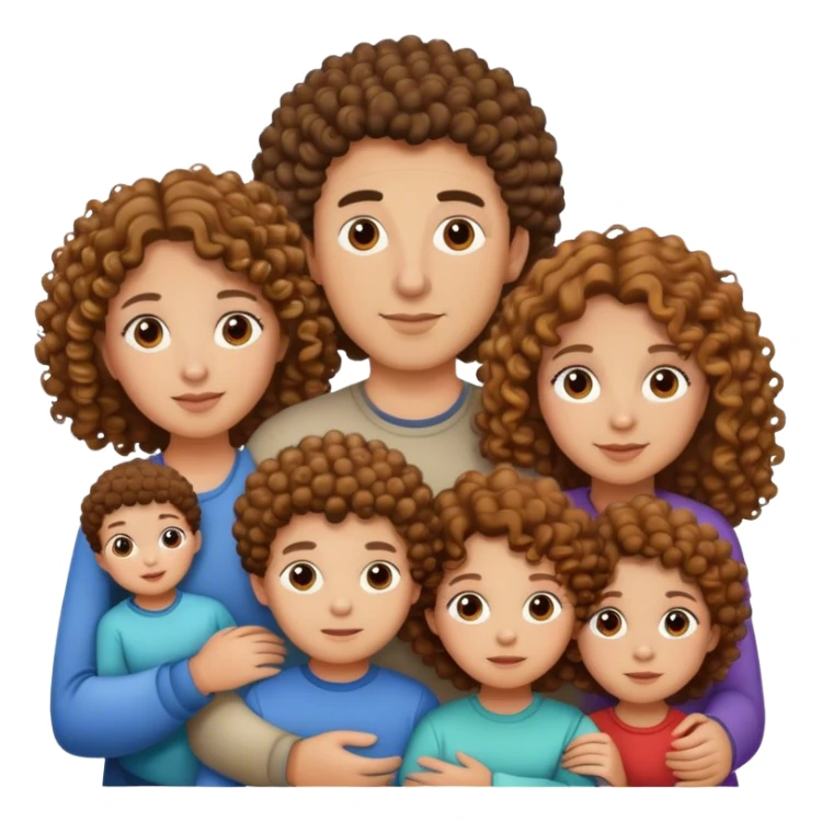 Familie mit 5 Kindern lockige Haare  sticker