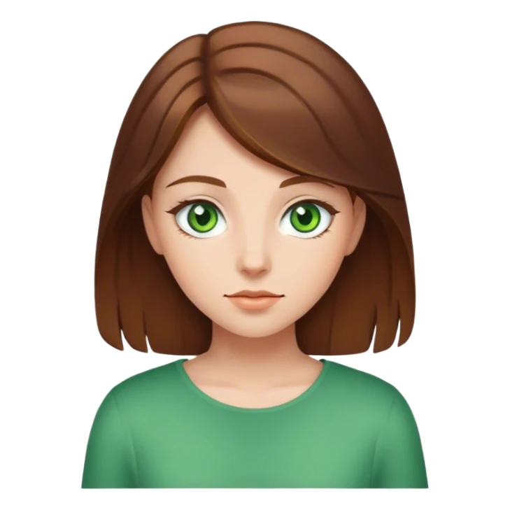 Girl with brown hair and green eye sticker