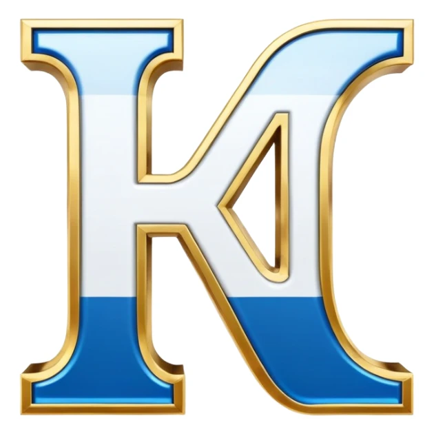 Bold Blue-White-Gold Font Big Capital “i” Letter  sticker